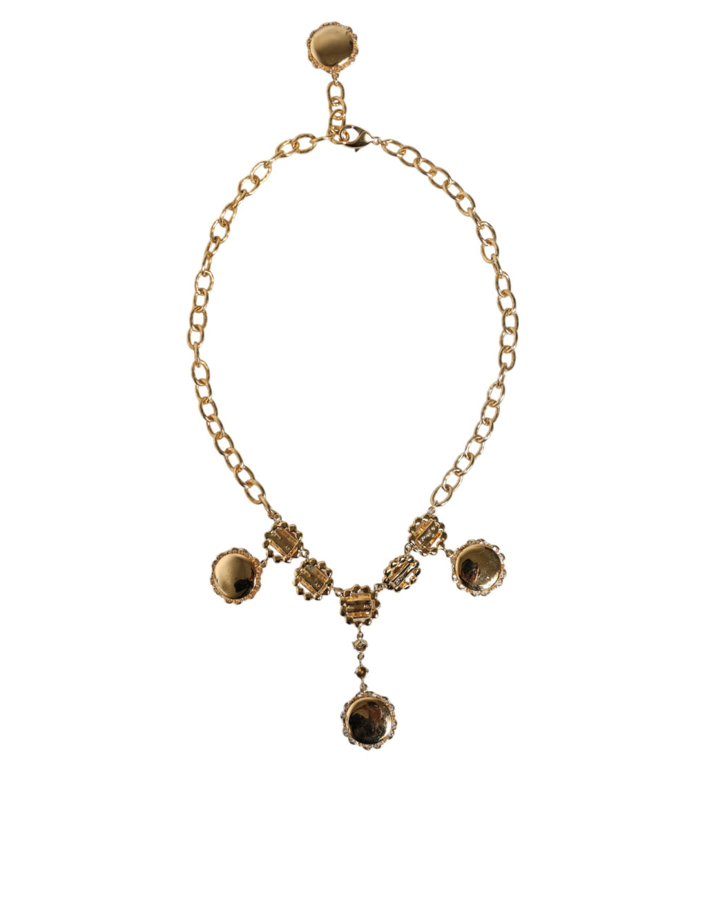 Dolce & Gabbana - Gold Chain Brass Crystal Clock Statement Necklace