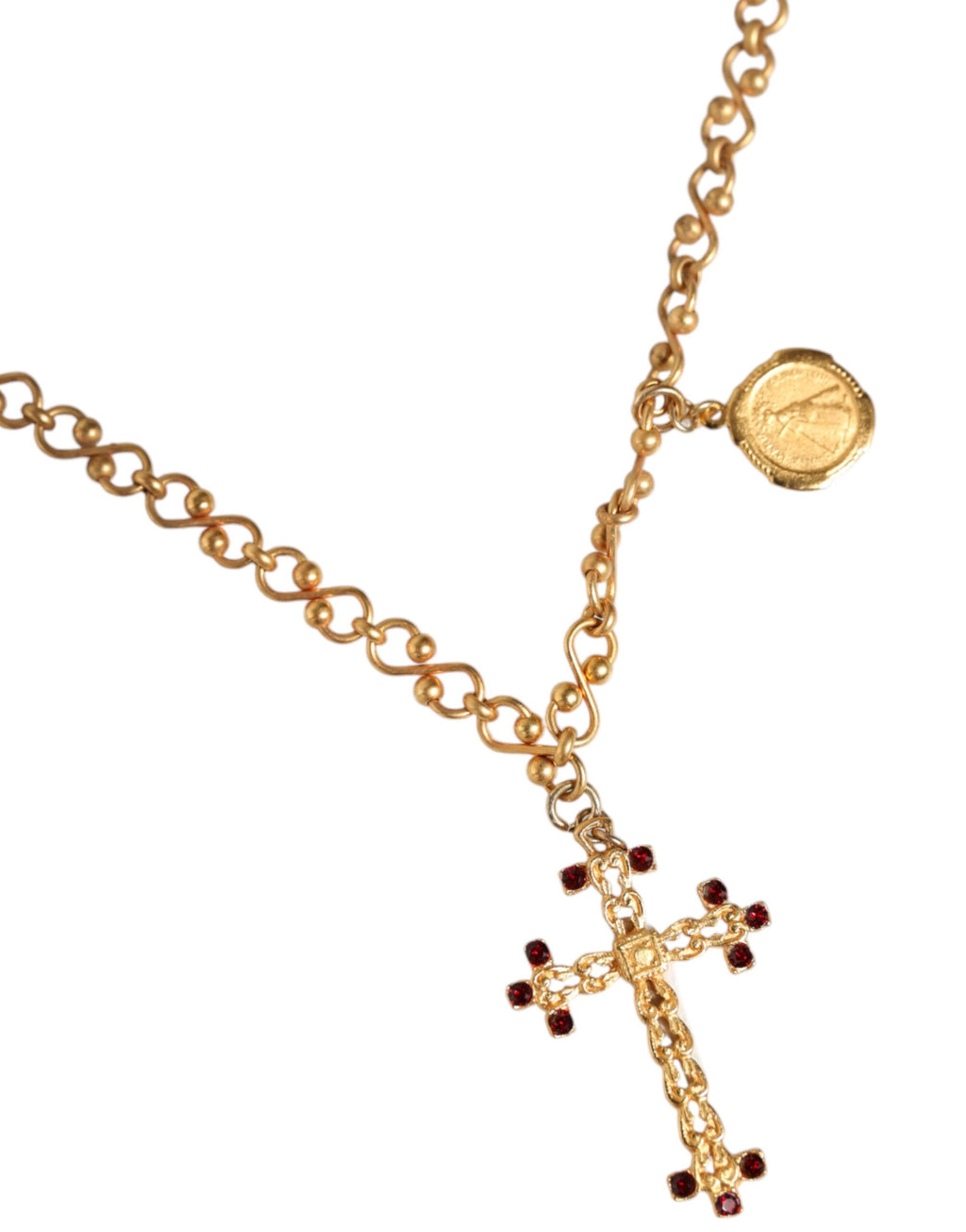 Dolce & Gabbana - Gold Tone Brass Chain Religious Cross Pendant Necklace