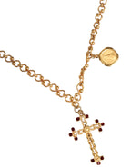 Dolce & Gabbana - Gold Tone Brass Chain Religious Cross Pendant Necklace