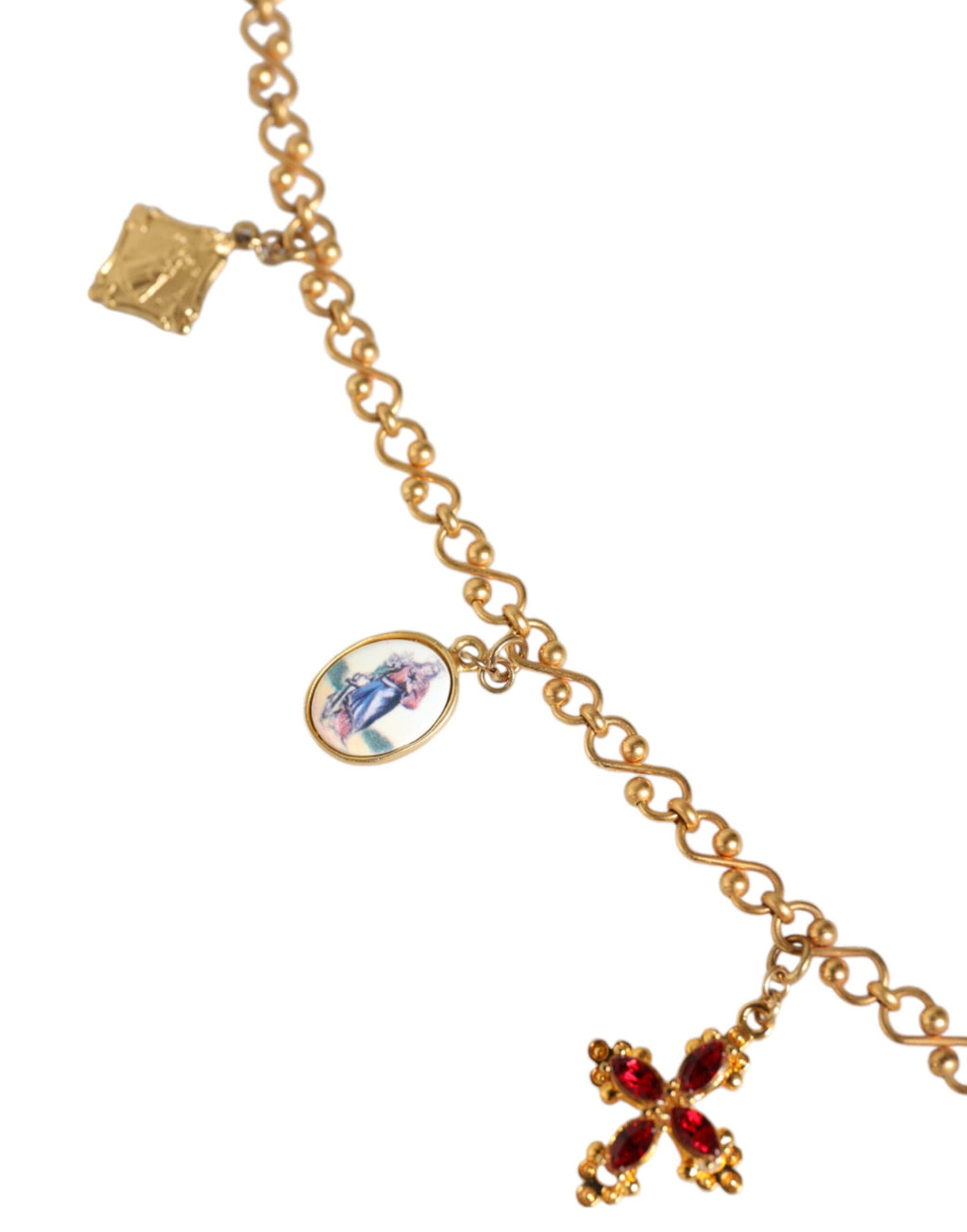 Dolce & Gabbana - Gold Tone Brass Chain Religious Cross Pendant Necklace