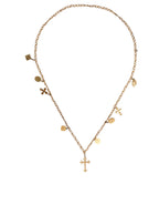 Dolce & Gabbana - Gold Tone Brass Chain Religious Cross Pendant Necklace