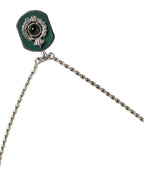 Dolce & Gabbana - Sterling Silver 925 Chain Bar Gem Pendant Logo Necklace
