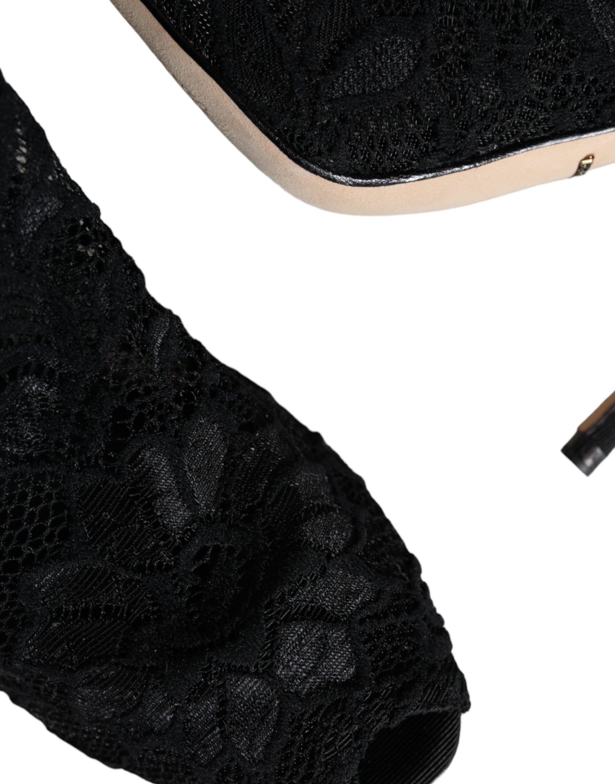 Dolce & Gabbana – Black Lace Stretch Mid Calf Boots