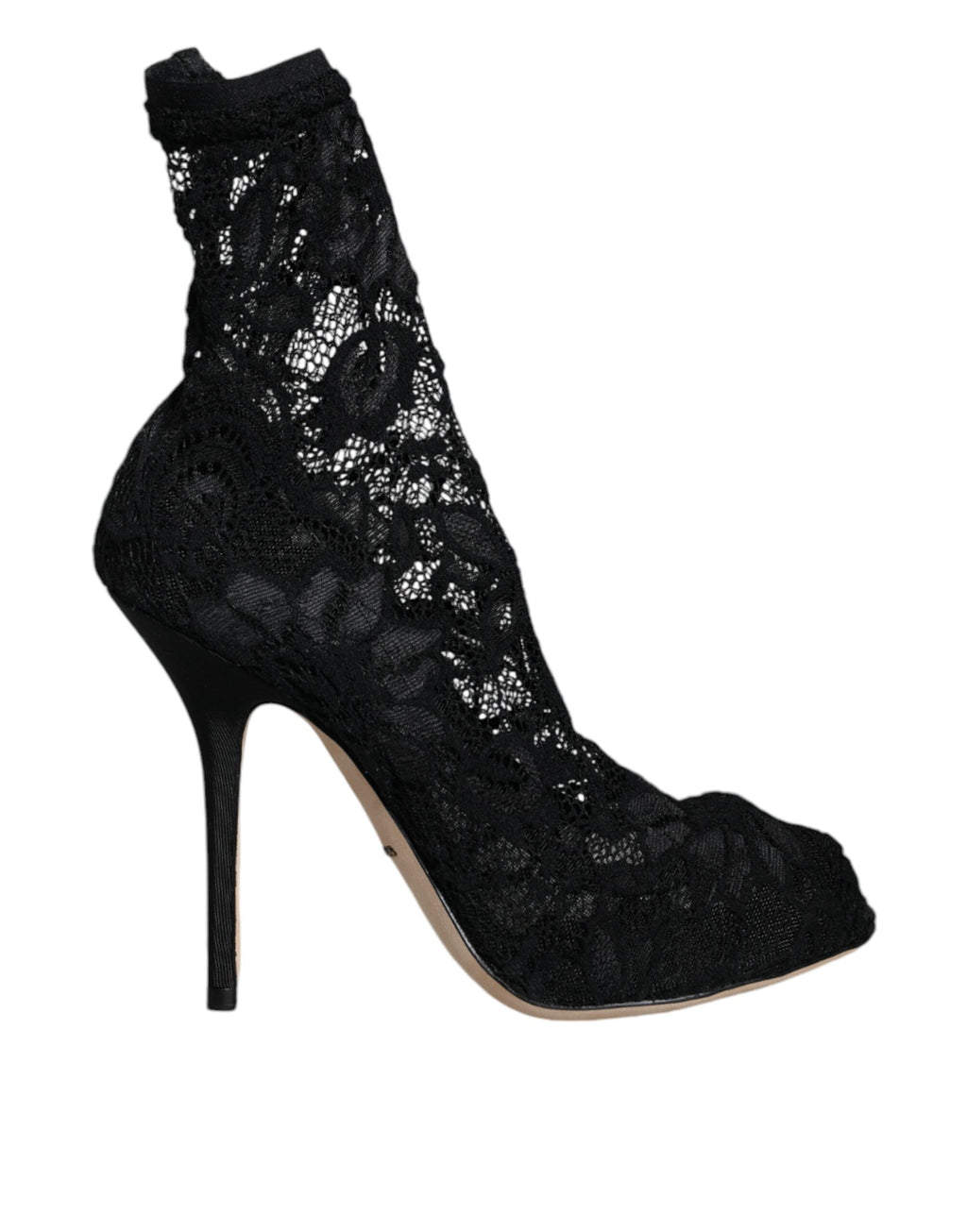 Dolce & Gabbana – Black Lace Stretch Mid Calf Boots