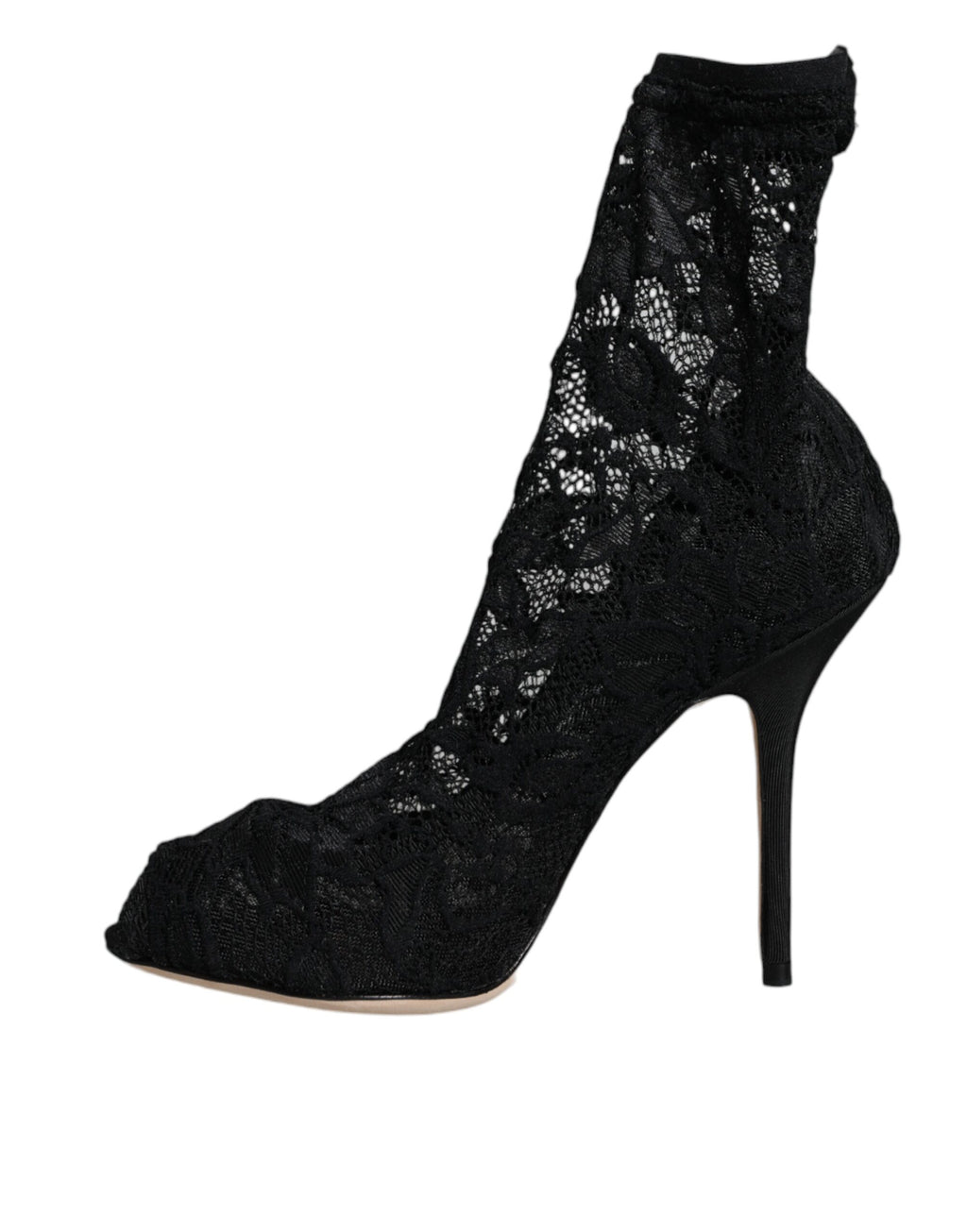 Dolce & Gabbana – Black Lace Stretch Mid Calf Boots