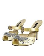 Dolce & Gabbana – Yellow Mary Janes Satin Crystal Sandals
