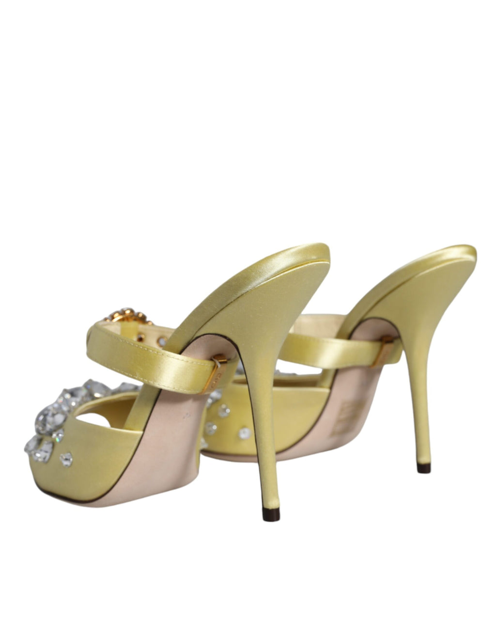 Dolce & Gabbana – Yellow Mary Janes Satin Crystal Sandals