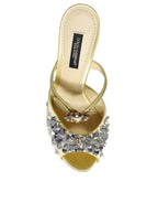 Dolce & Gabbana – Yellow Mary Janes Satin Crystal Sandals