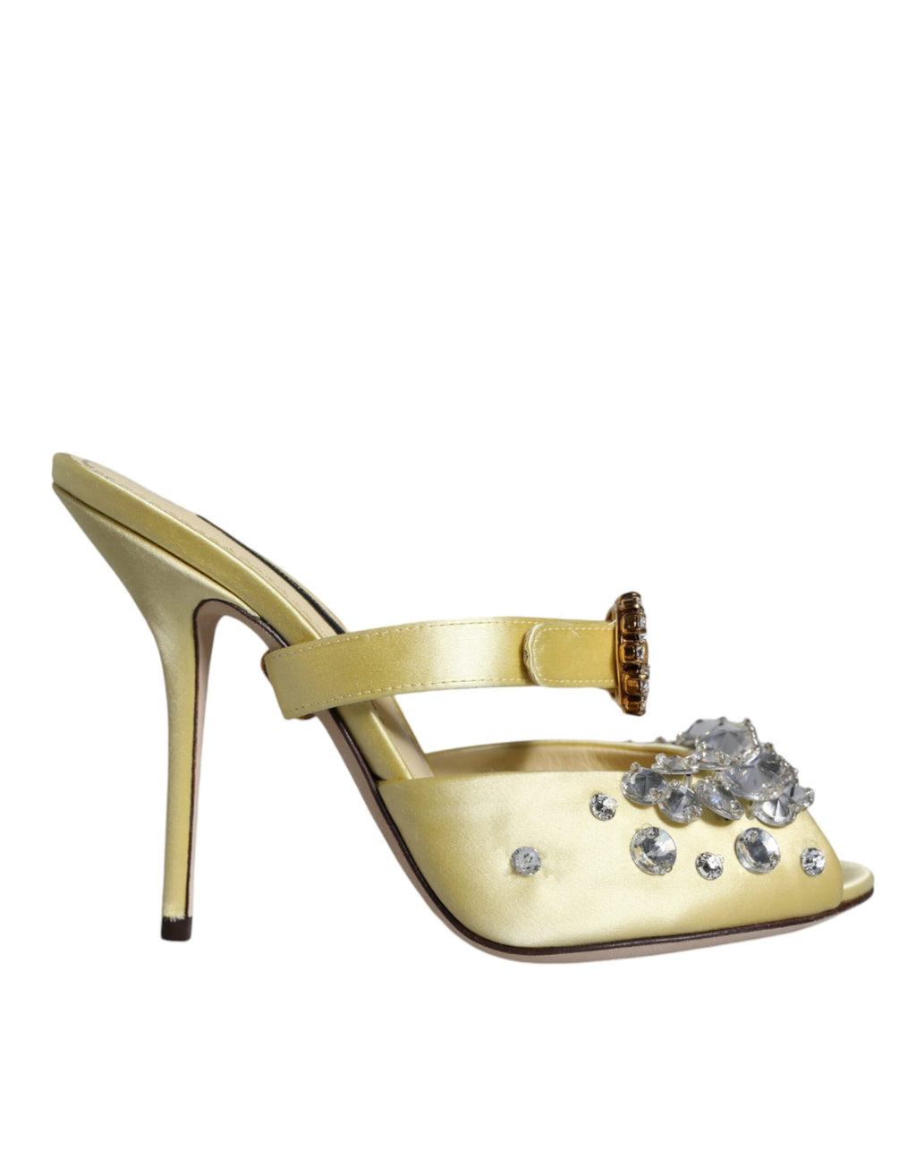 Dolce & Gabbana – Yellow Mary Janes Satin Crystal Sandals