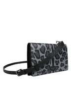 Dolce & Gabbana – Black Grey Leopard Leather Card Slot Crossbody