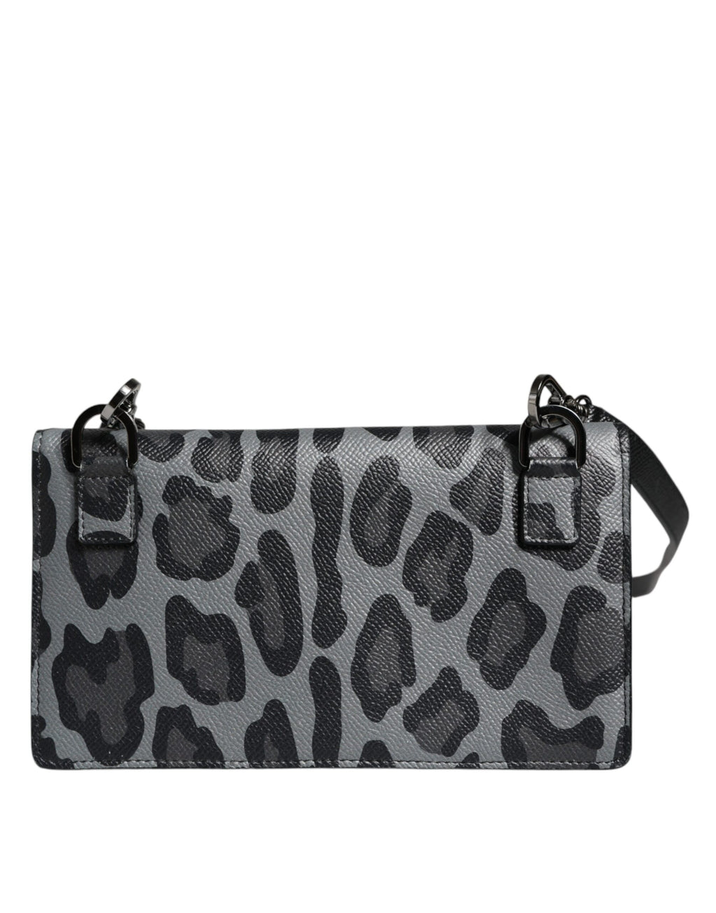Dolce & Gabbana – Black Grey Leopard Leather Card Slot Crossbody