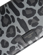 Dolce & Gabbana – Black Grey Leopard Leather Card Slot Crossbody