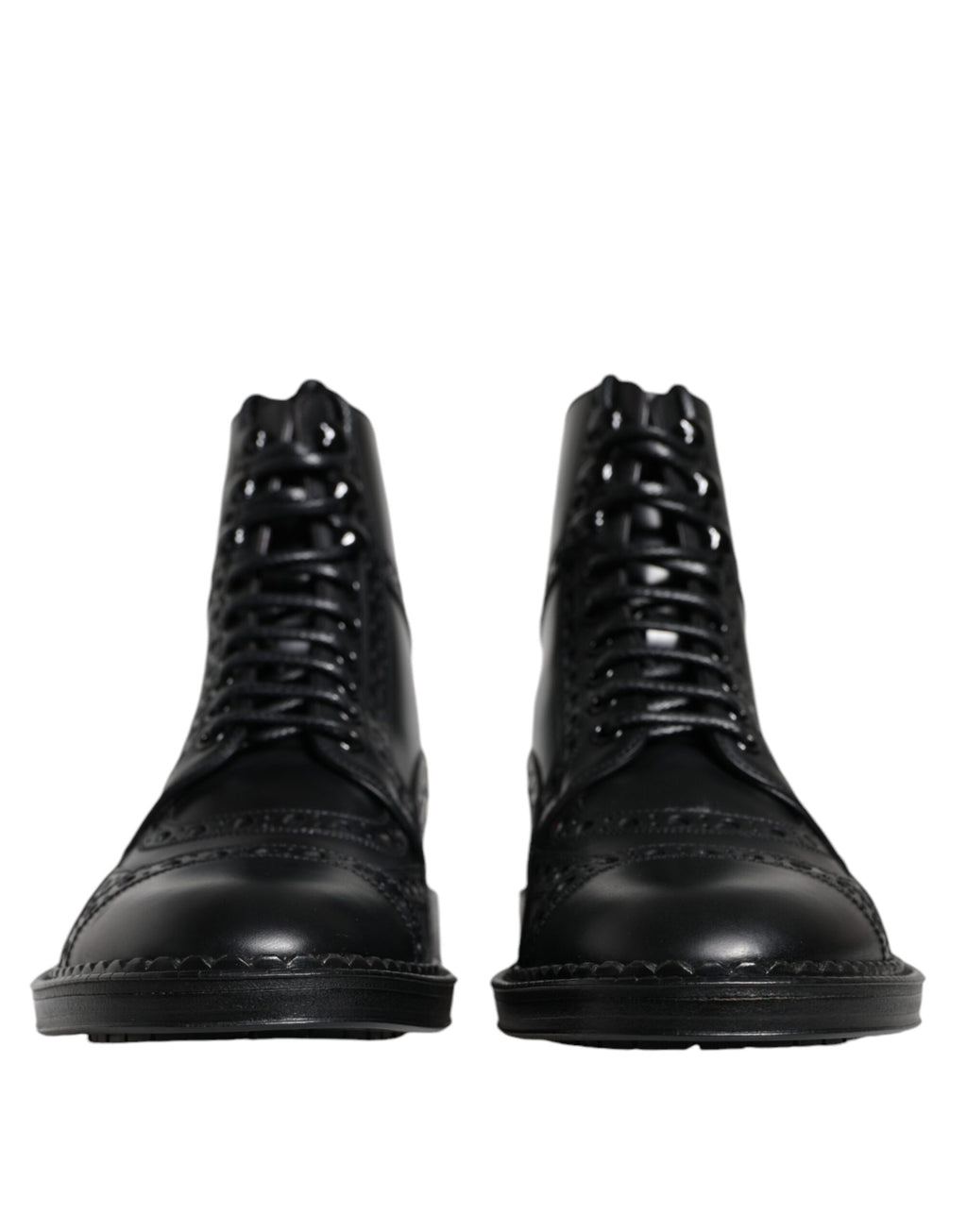 Dolce & Gabbana - Black Leather Lace Up Mid Calf Boots