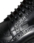 Dolce & Gabbana - Black Leather Lace Up Mid Calf Boots