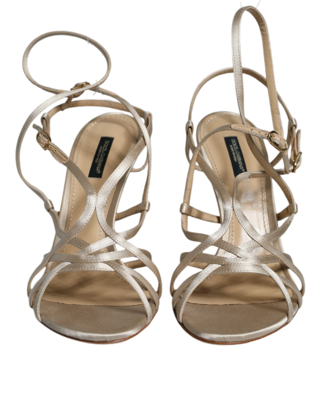 Dolce & Gabbana – Beige Leather Stiletto Heels Sandals