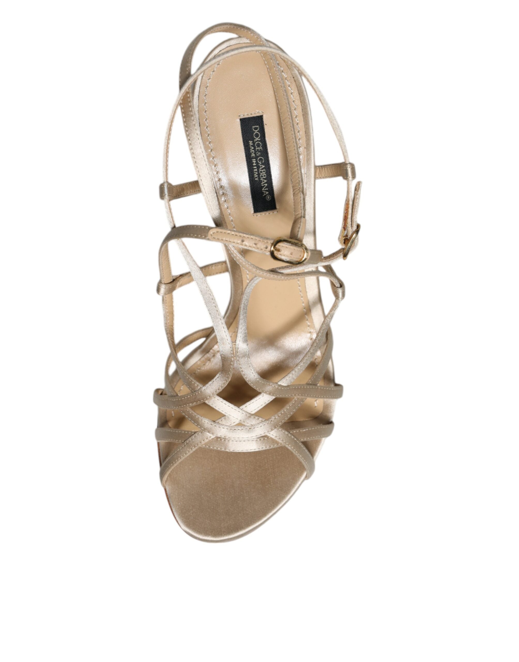 Dolce & Gabbana – Beige Leather Stiletto Heels Sandals