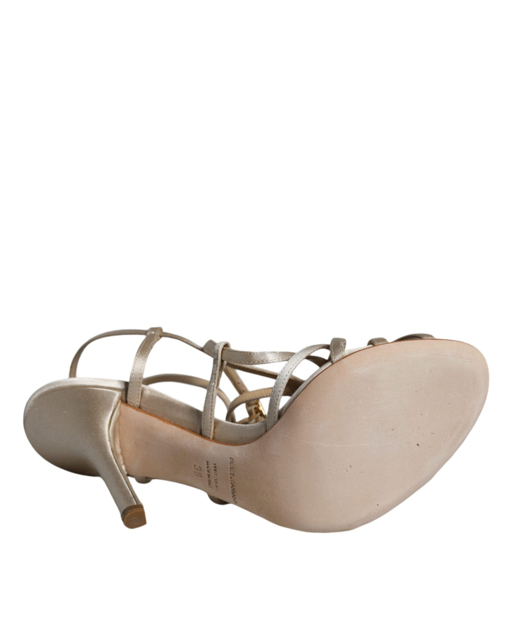 Dolce & Gabbana – Beige Leather Stiletto Heels Sandals