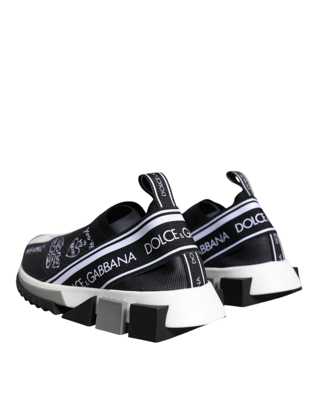 Dolce & Gabbana - Black White Sorrento Low Top Sneakers