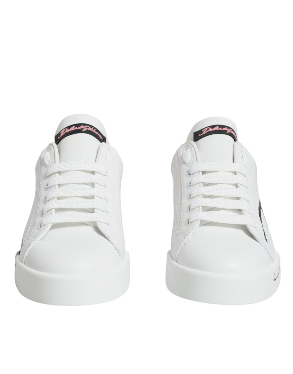 Dolce & Gabbana - White Pink Portofino Low Top Sneakers