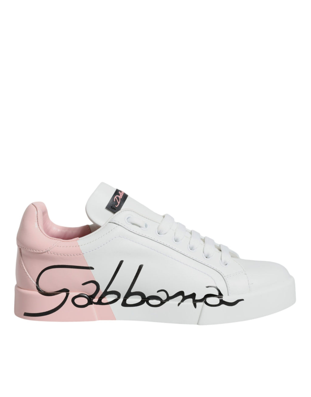 Dolce & Gabbana - White Pink Portofino Low Top Sneakers