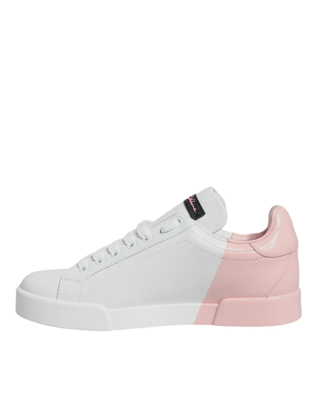 Dolce & Gabbana - White Pink Portofino Low Top Sneakers