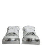 Dolce & Gabbana – Silver & White Leather Low Top Sneakers