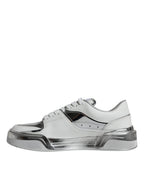 Dolce & Gabbana – Silver & White Leather Low Top Sneakers