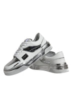 Dolce & Gabbana – Silver & White Leather Low Top Sneakers
