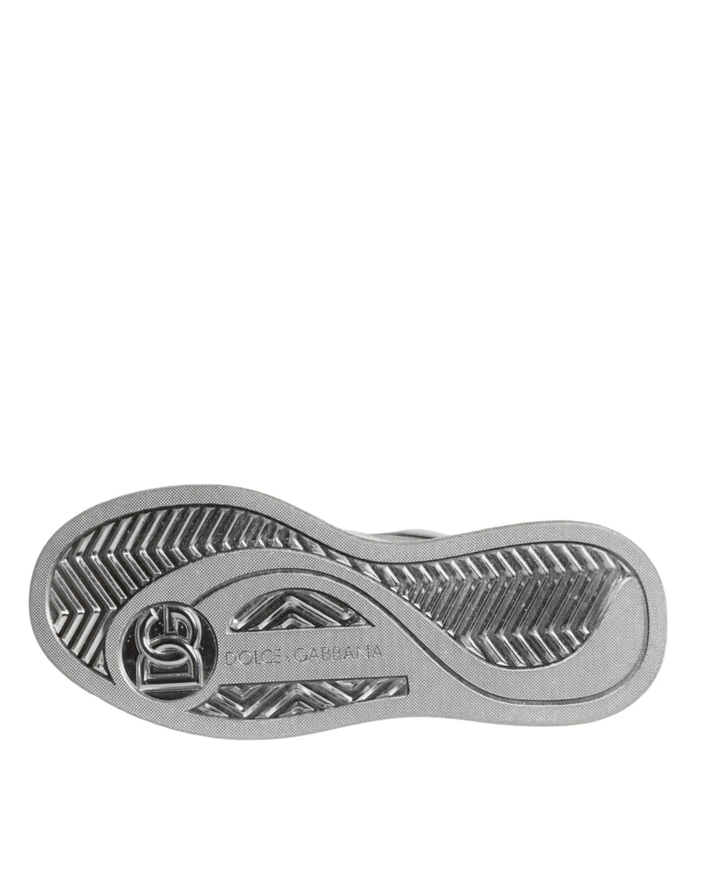 Dolce & Gabbana – Silver & White Leather Low Top Sneakers
