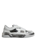 Dolce & Gabbana – Silver & White Leather Low Top Sneakers