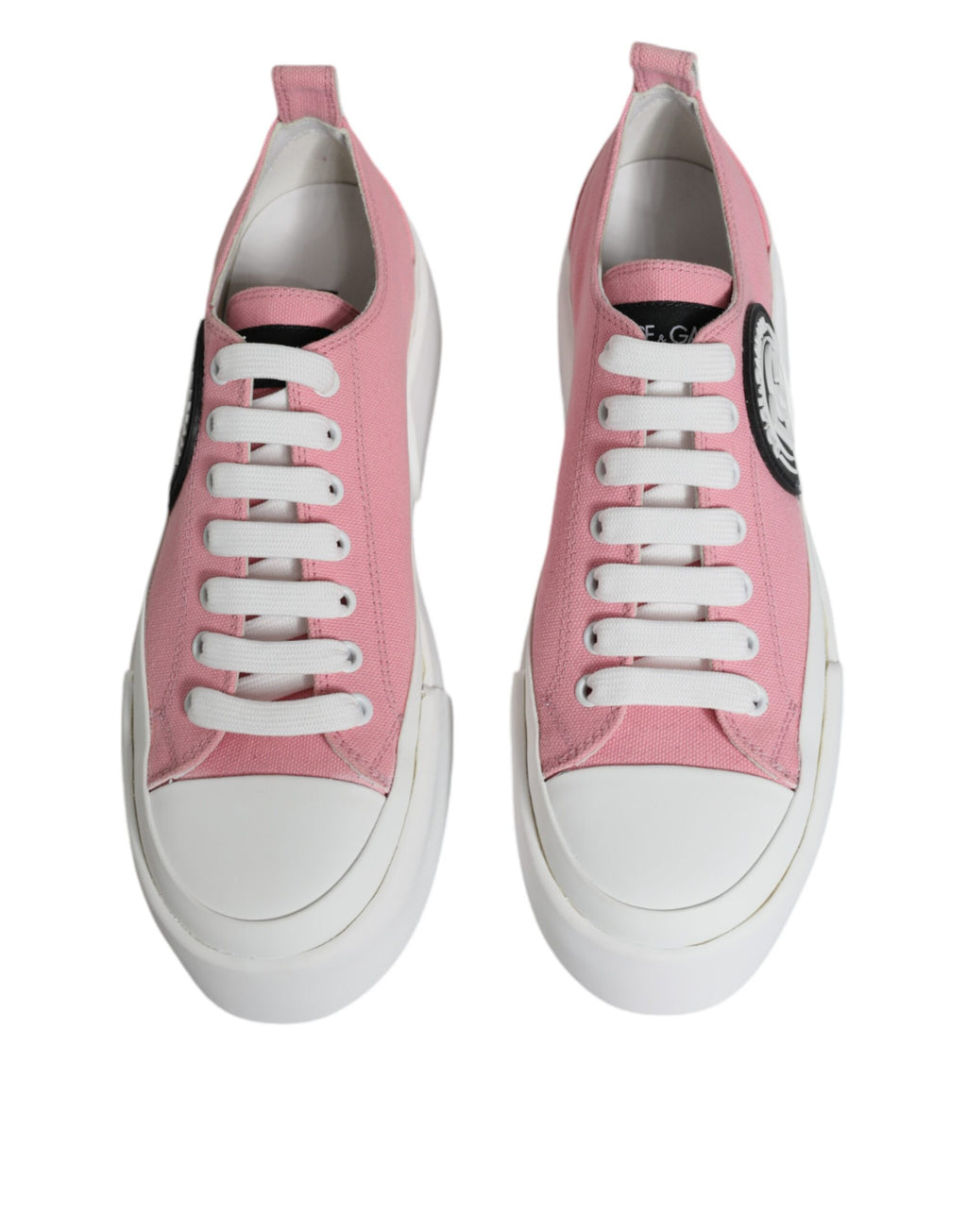 Dolce & Gabbana – Pink & White Canvas Logo Sneakers