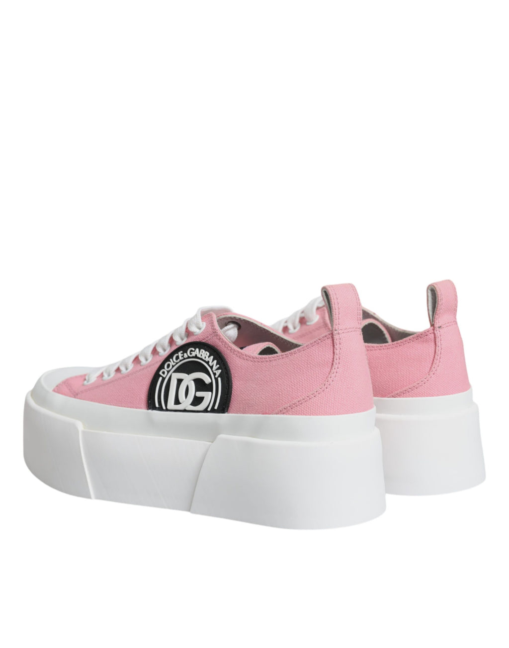 Dolce & Gabbana – Pink & White Canvas Logo Sneakers