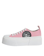 Dolce & Gabbana – Pink & White Canvas Logo Sneakers