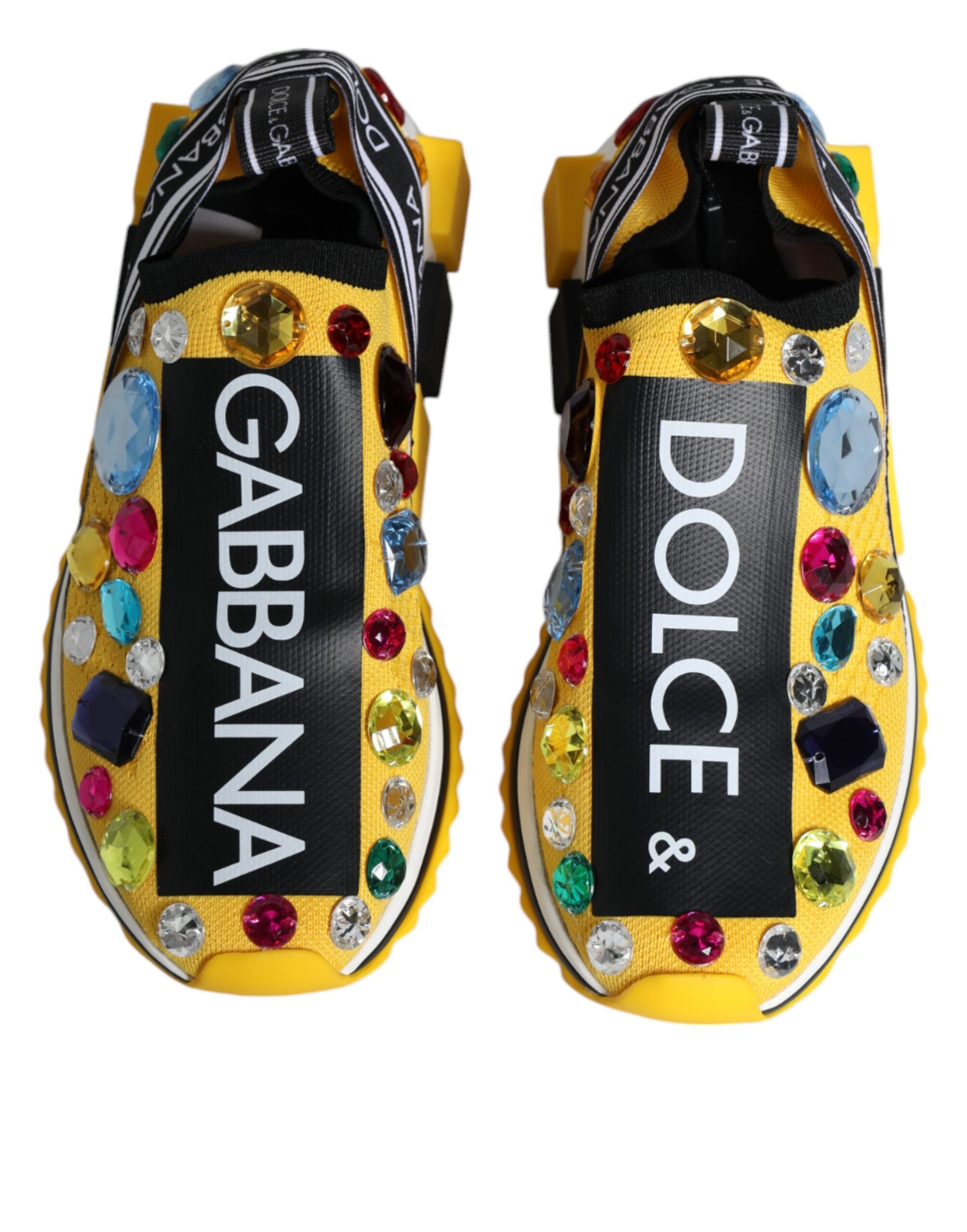 Dolce & Gabbana - Yellow Sorrento Crystals Low Top Sneakers