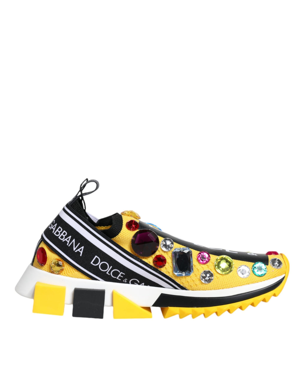 Dolce & Gabbana - Yellow Sorrento Crystals Low Top Sneakers