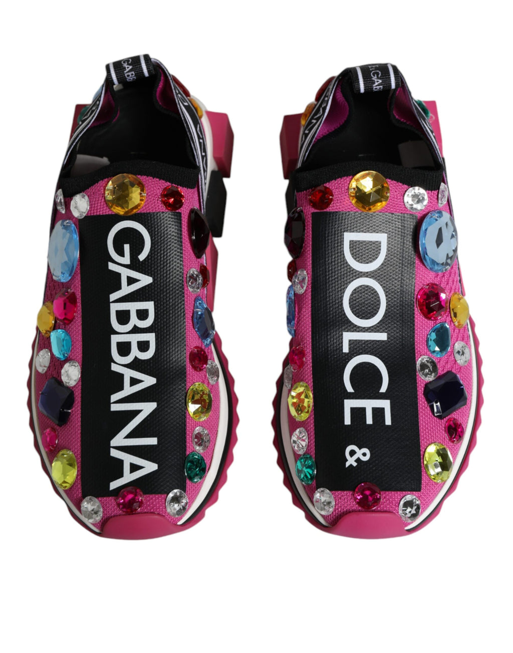Dolce & Gabbana - Pink Sorrento Crystals Low Top Sneakers