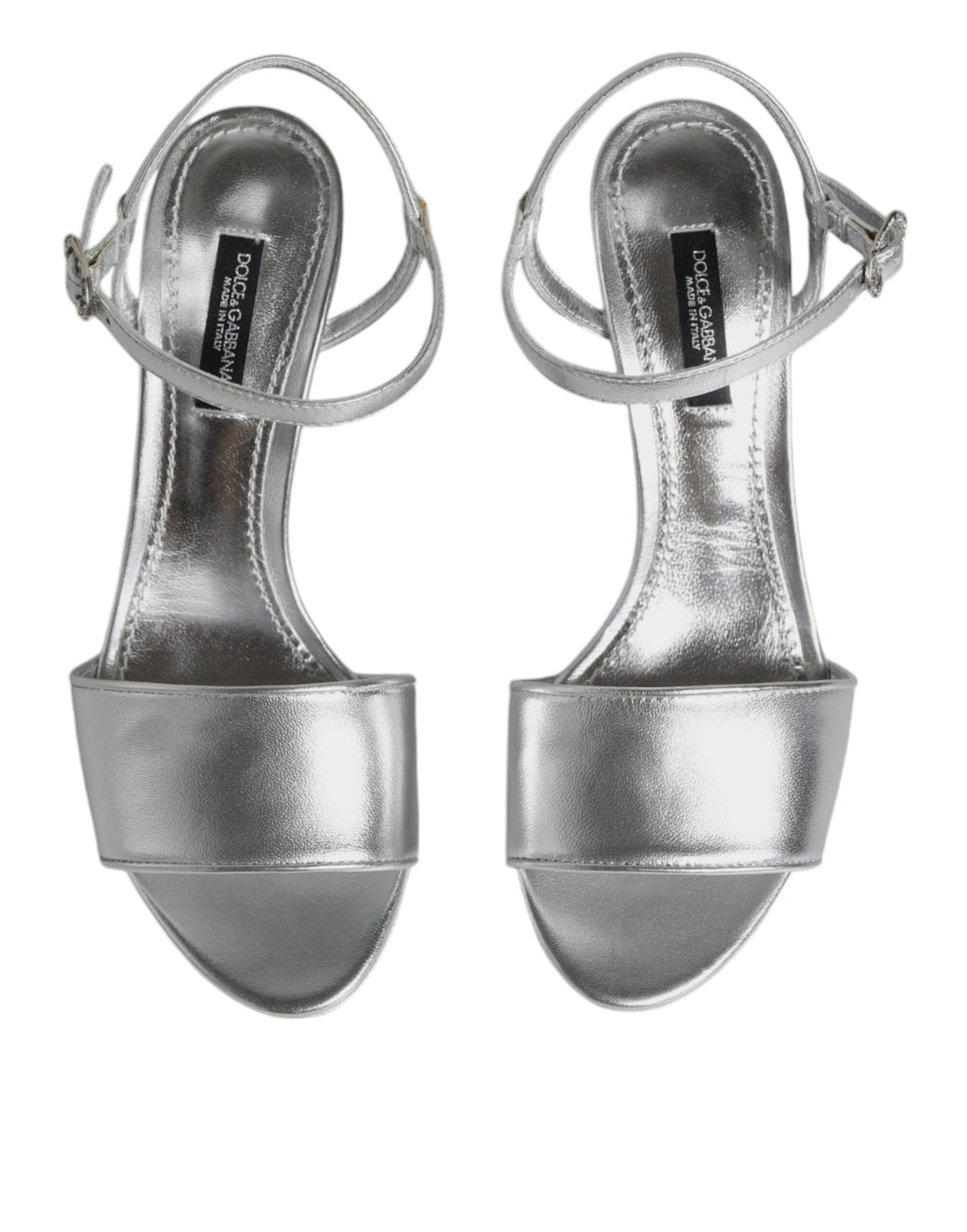 Dolce & Gabbana – Silver Keira Ankle Strap Heels Sandals
