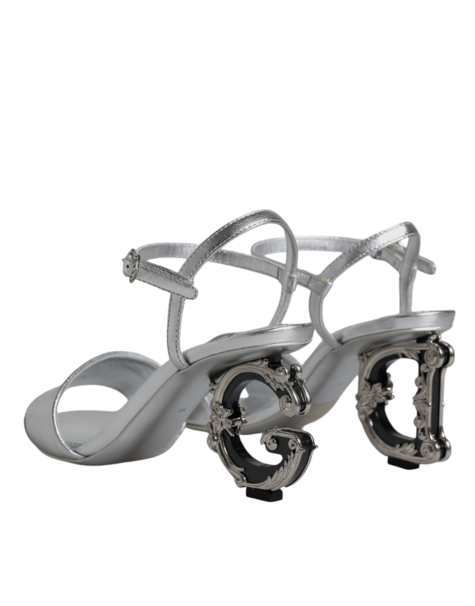 Dolce & Gabbana – Silver Keira Ankle Strap Heels Sandals