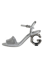 Dolce & Gabbana – Silver Keira Ankle Strap Heels Sandals