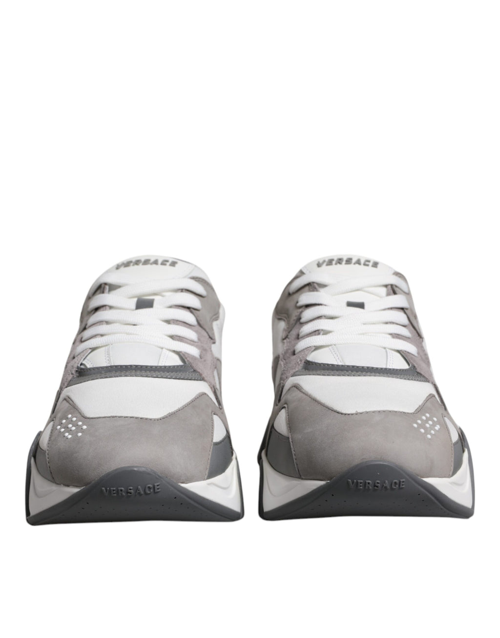 Versace - Grey Leather Neoprene Chunky Low Top Squalo Sneakers