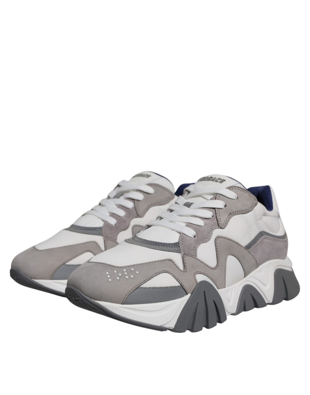 Versace - Grey Leather Neoprene Chunky Low Top Squalo Sneakers