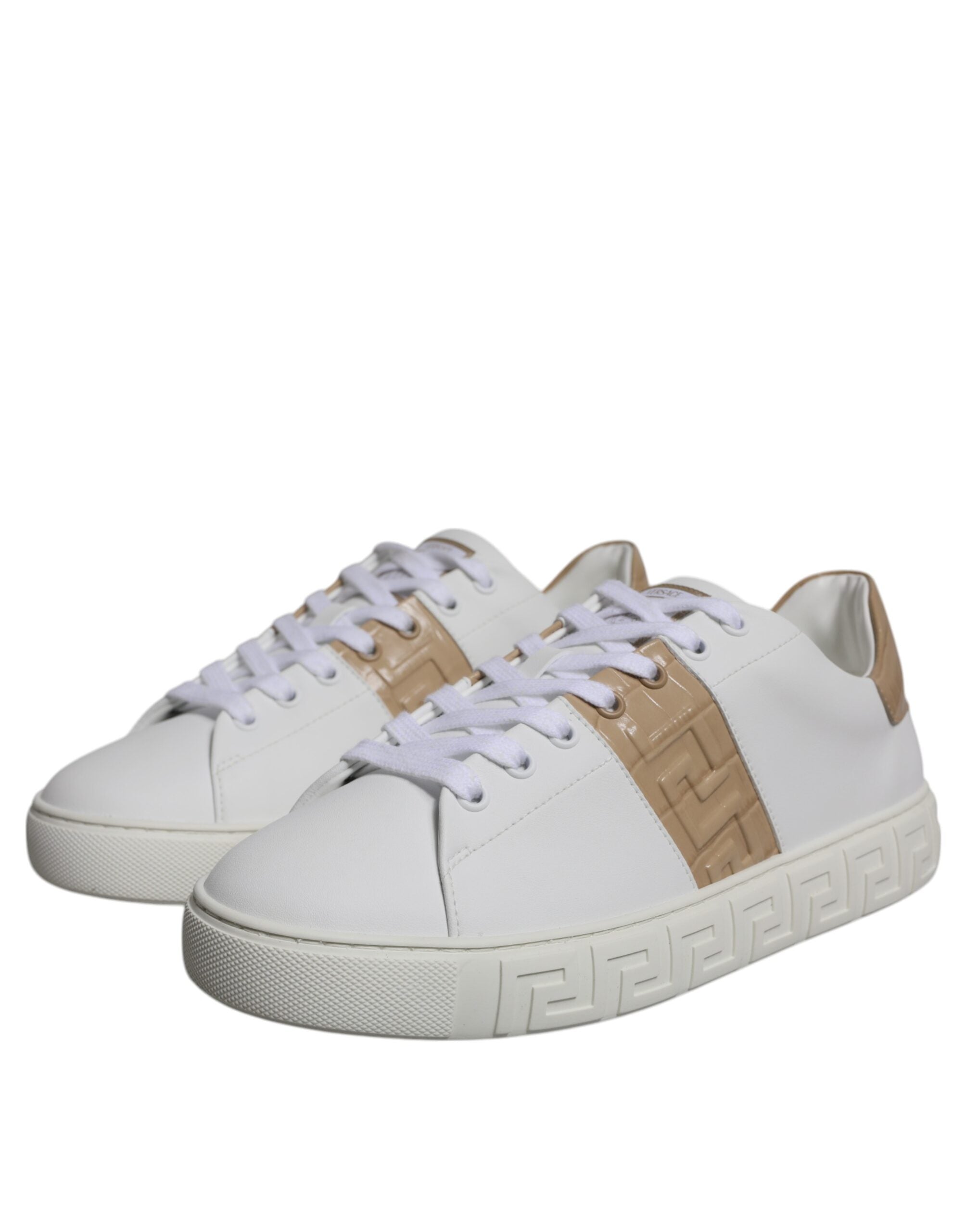 Versace - White Brown Greca Print TPU Low Top Men Sneakers