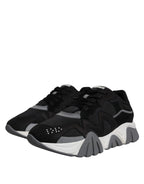 Versace - Black Leather Neoprene Chunky Low Top Sneakers Squalo