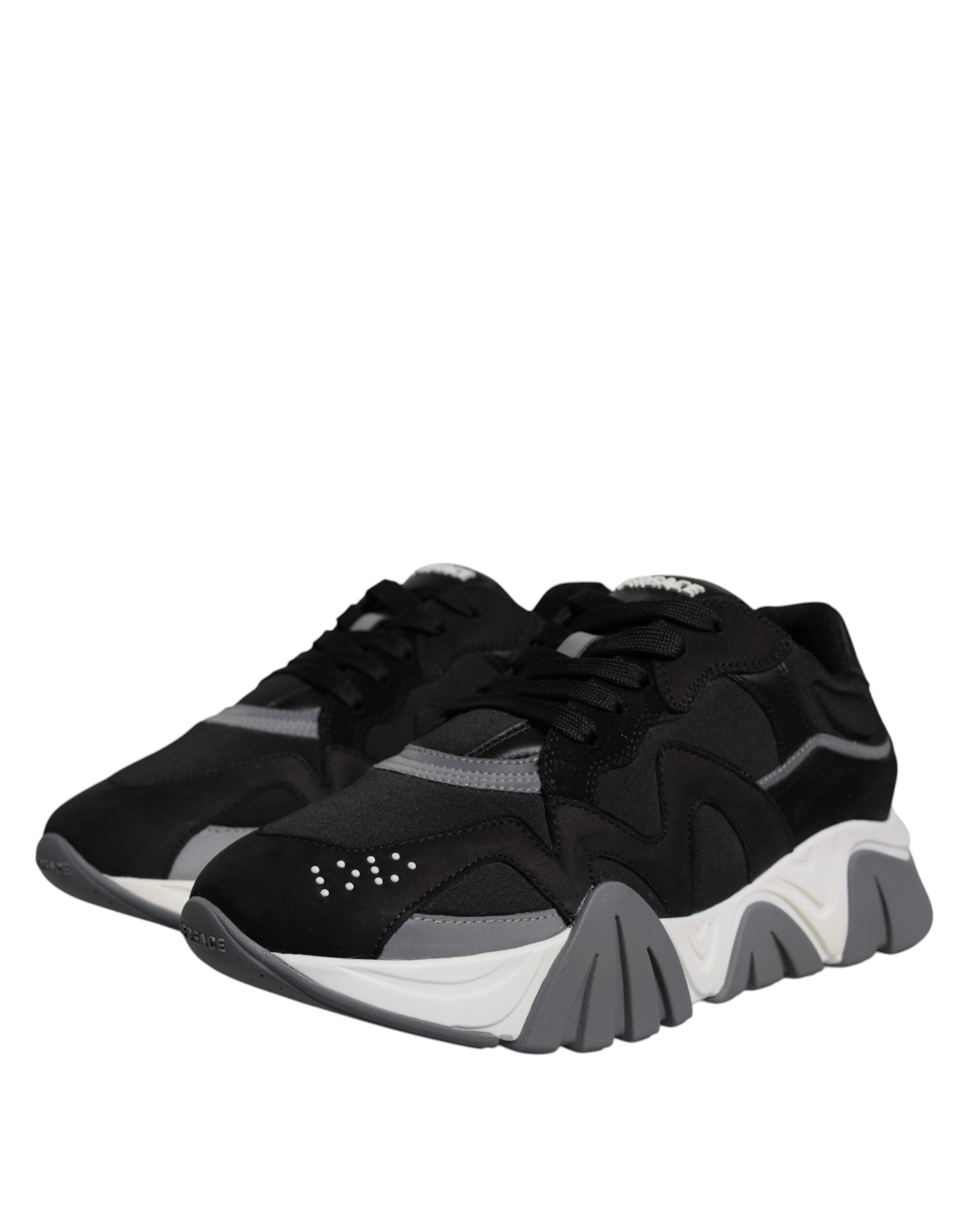 Versace - Black Leather Neoprene Chunky Low Top Sneakers Squalo