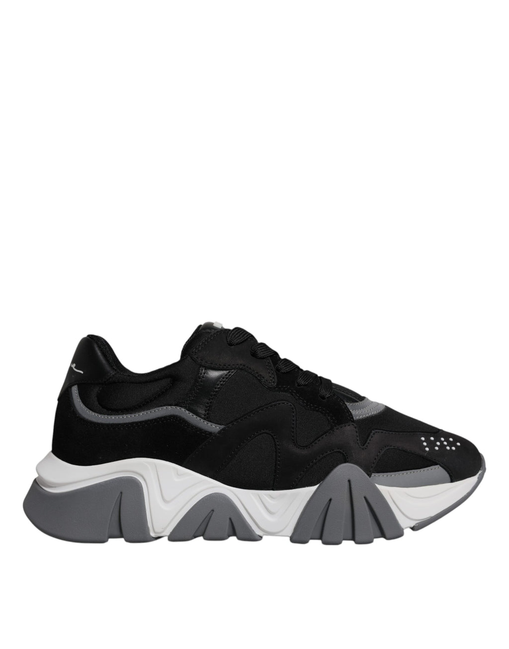 Versace - Black Leather Neoprene Chunky Low Top Sneakers Squalo
