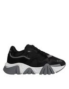 Versace - Black Leather Neoprene Chunky Low Top Sneakers Squalo