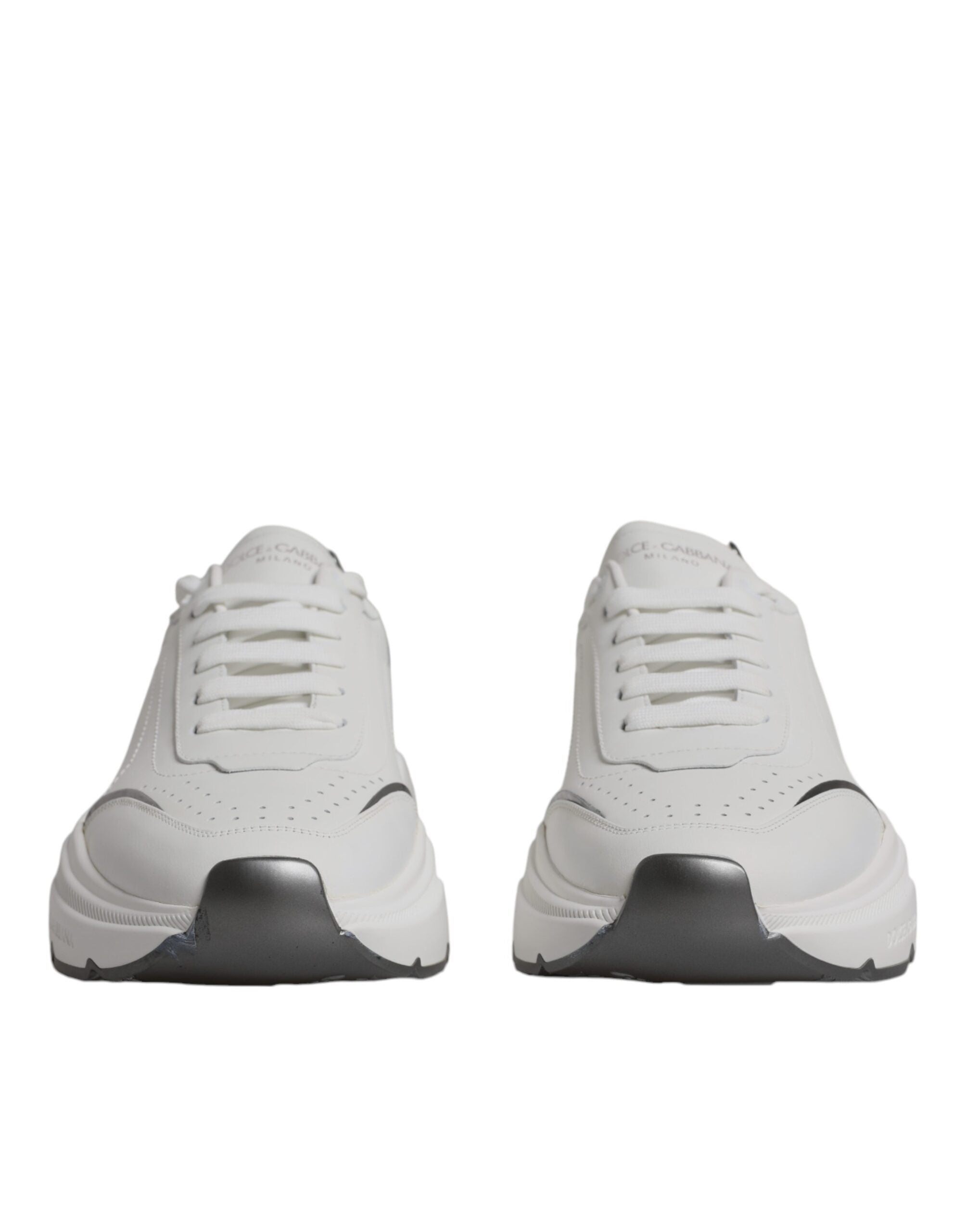 Dolce & Gabbana - White Silver DAYMASTER Leather Sneakers