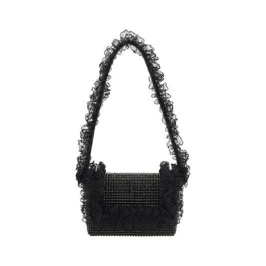 Self-Portrait – Crystal Lace Shoulder Bag in Black