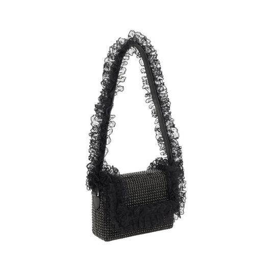 Self-Portrait – Crystal Lace Shoulder Bag in Black
