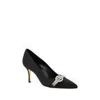 Manolo Blahnik – Black Asapump Satin Kitten Heel Pumps
